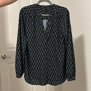 Ann Taylor Navy Blue Blouse- Size Large